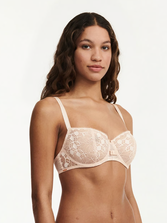 Chantelle-Beige Day to Night Lace Unlined Demi Bra