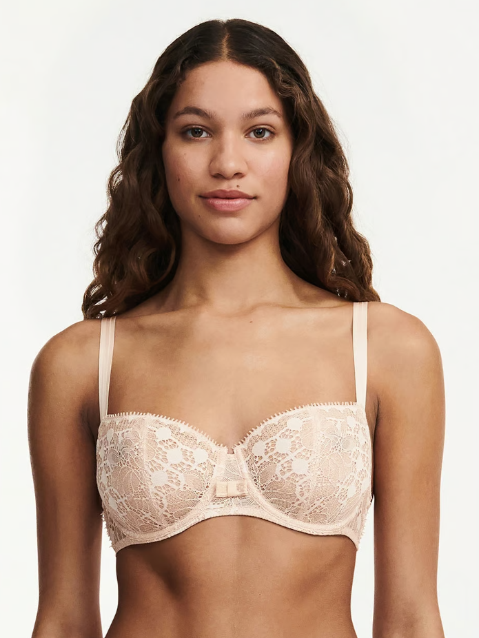 Chantelle-Beige Day to Night Lace Unlined Demi Bra