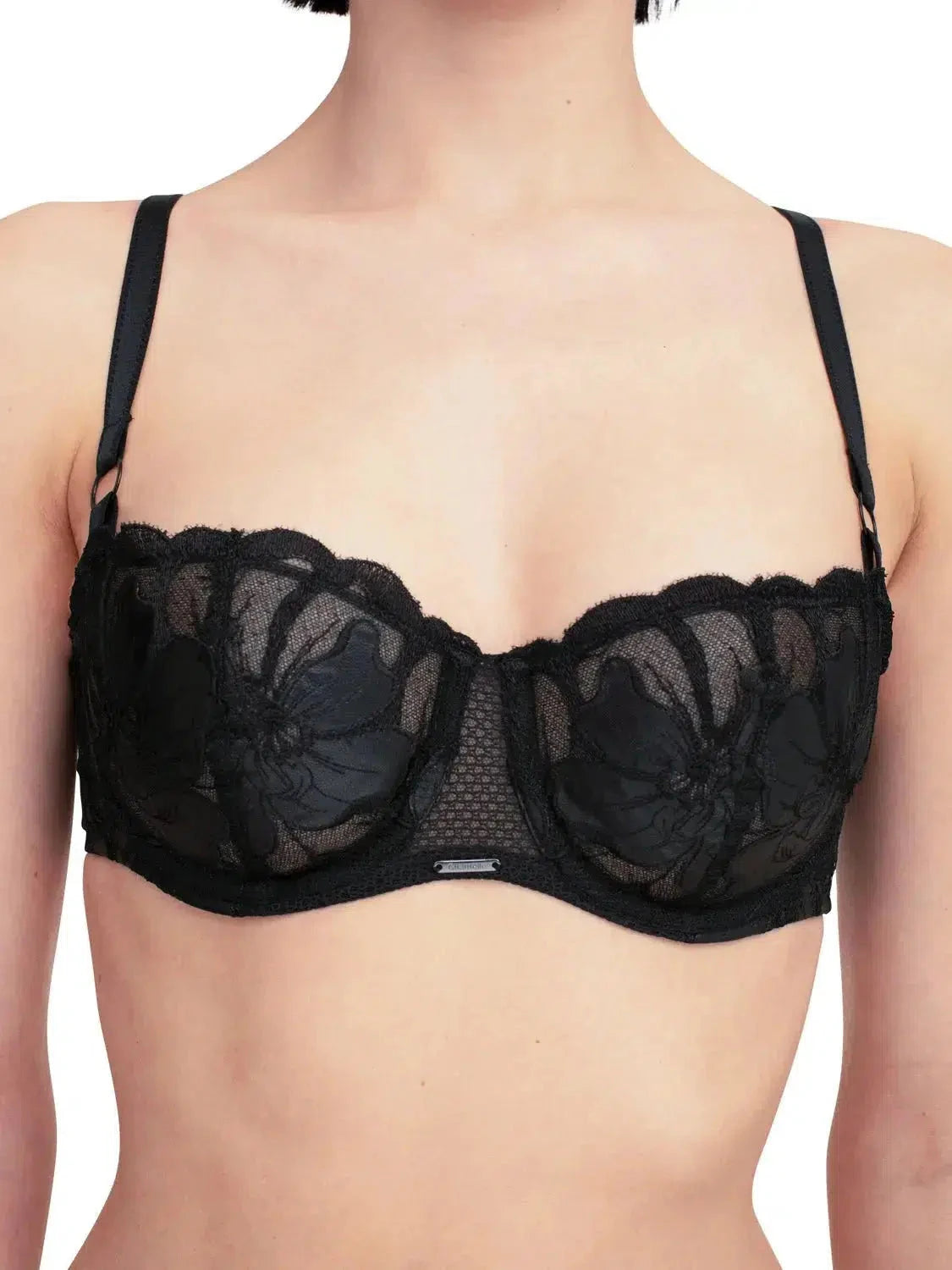 Chantelle Fleurs Signature Black Leather Demi Bra