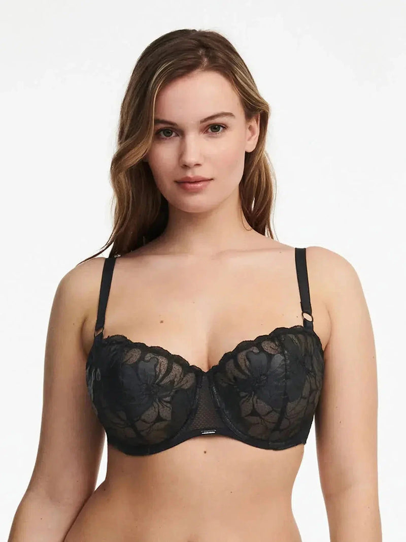 Chantelle Fleurs Signature Black Leather Demi Bra
