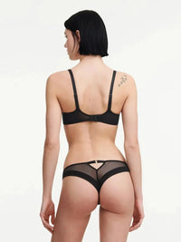 Chantelle Fleurs Signature Black Leather Thong