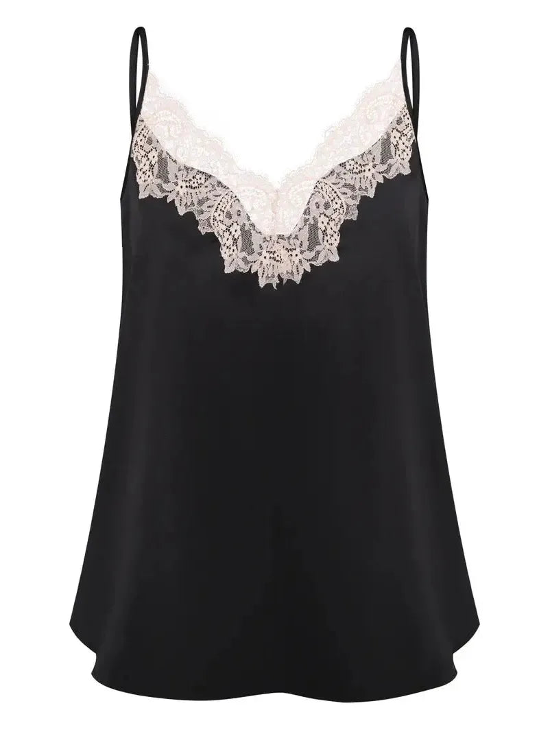Effetto Lingerie-Black and Beige Lace Cami Short Set
