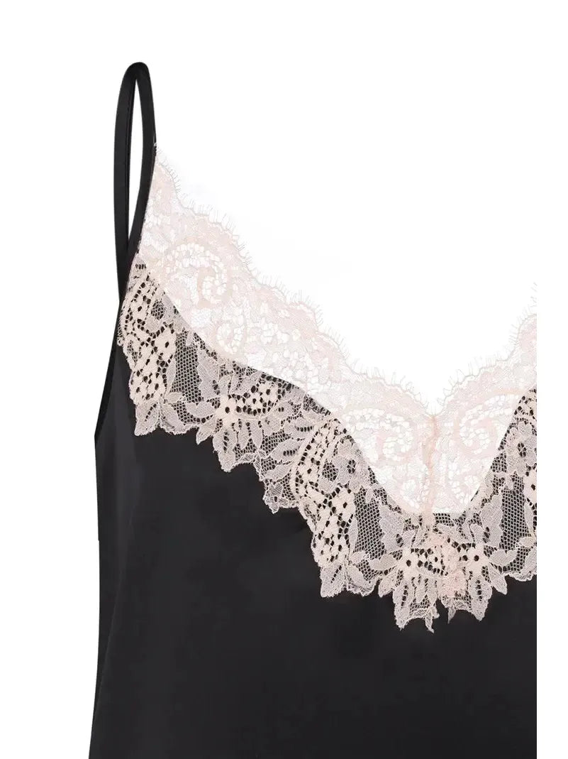 Effetto Lingerie-Black and Beige Lace Cami Short Set