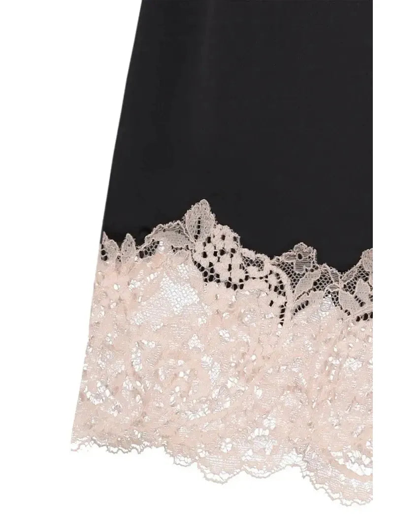 Effetto Lingerie-Black and Beige Lace Cami Short Set