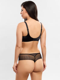 Empreinte-Black AMOUR Floral Lace Transparent Thong