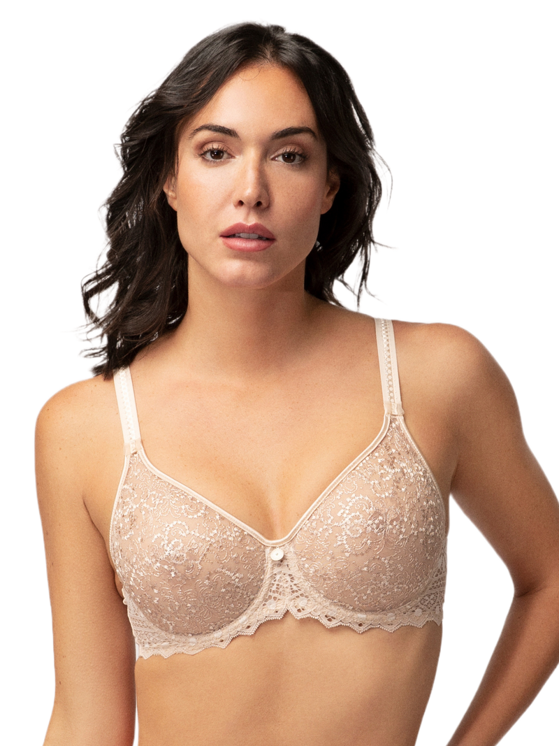 Empreinte-Empreinte Creamy Beige Cassiopee Seamless Embroidered Full Cup Bra