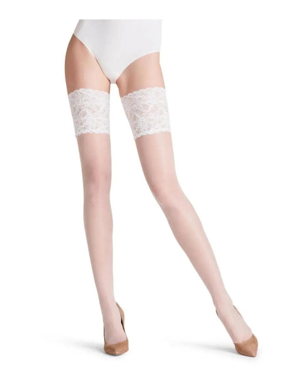 White Seidenglatt 15 Stay-Ups Decorative Lace band
