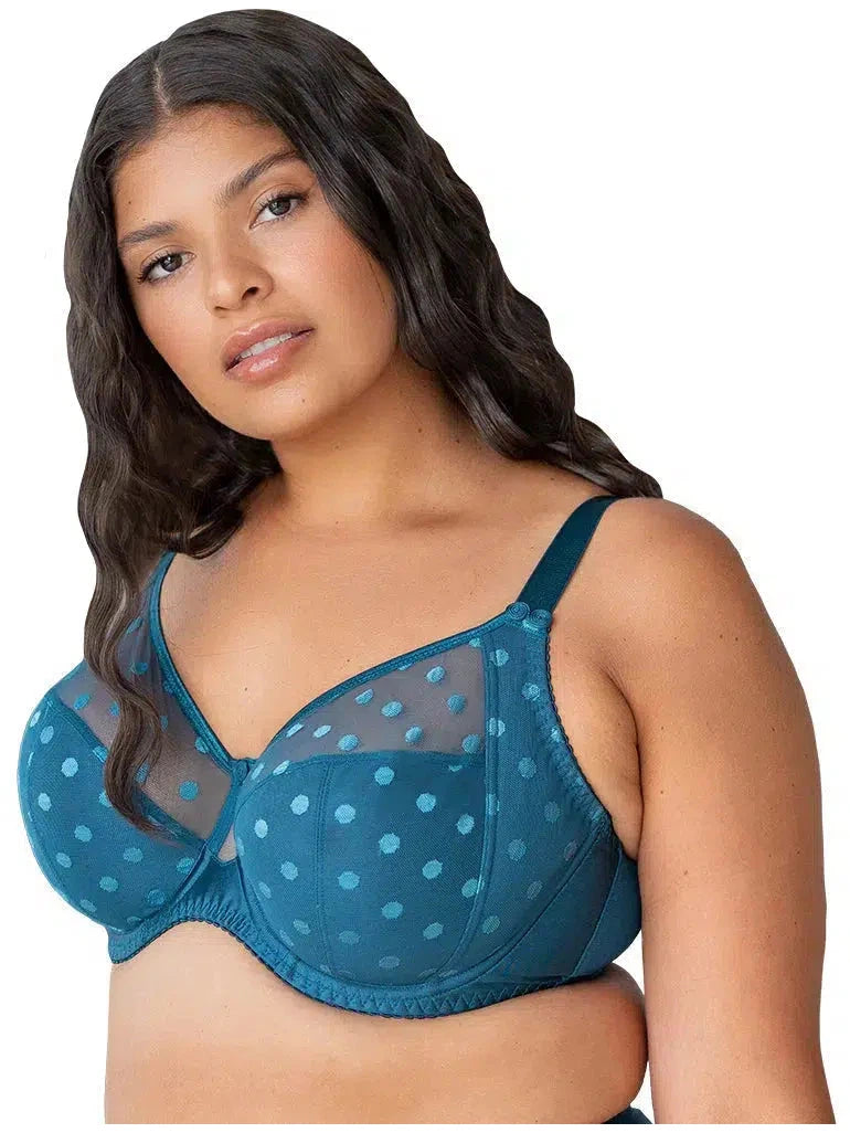 Fit Fully Yours-Blue Coral Carmen Polka Dot Bra