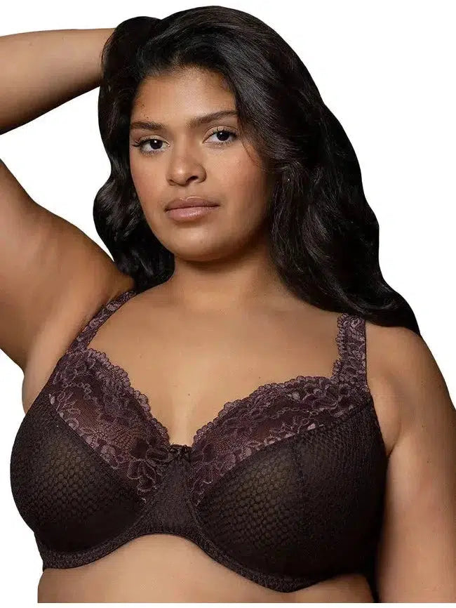 Sheer Mesh Full Coverage Unlined Underwire Bra - Chocolate Nude