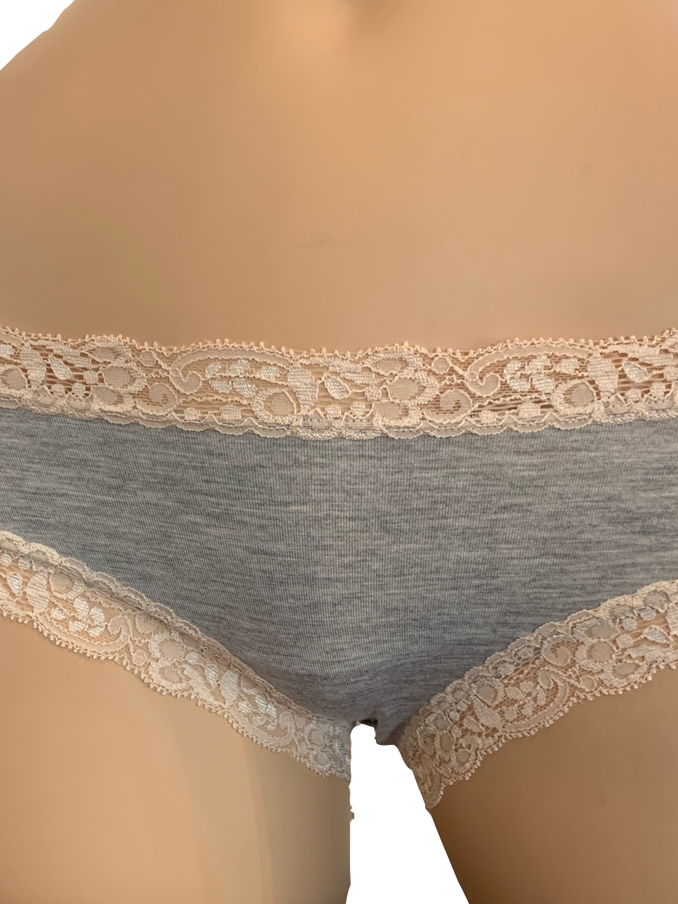 Fleurt iconic boyshorts in heather grey color with lotus color lace trim