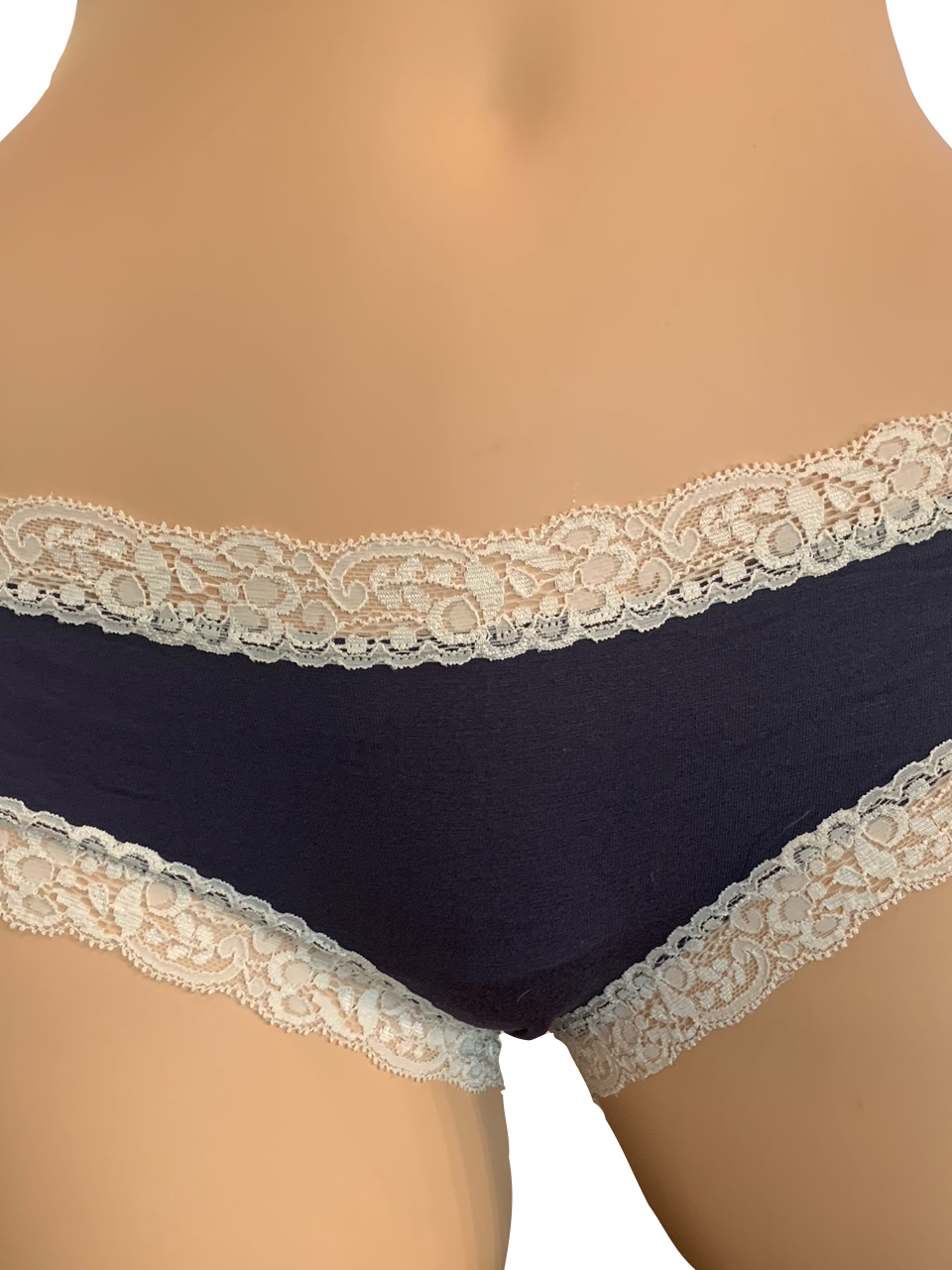 Fleurt iconic boyshorts in nightshadow color with ivory lace trim