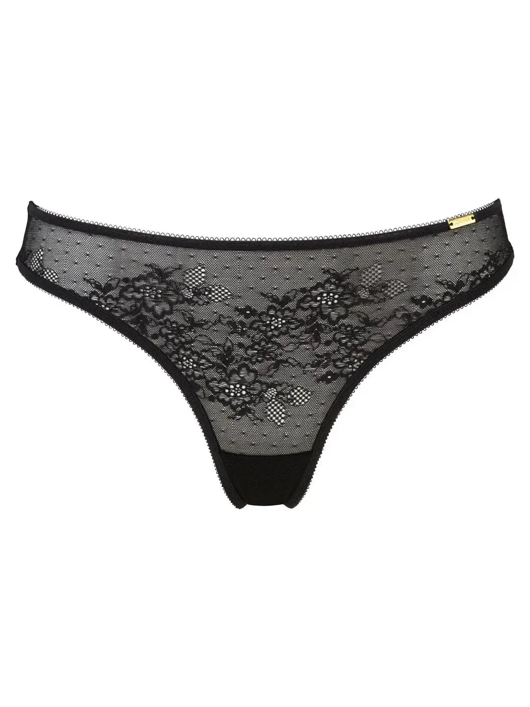 Gossard-Black Glossies Lace Thong