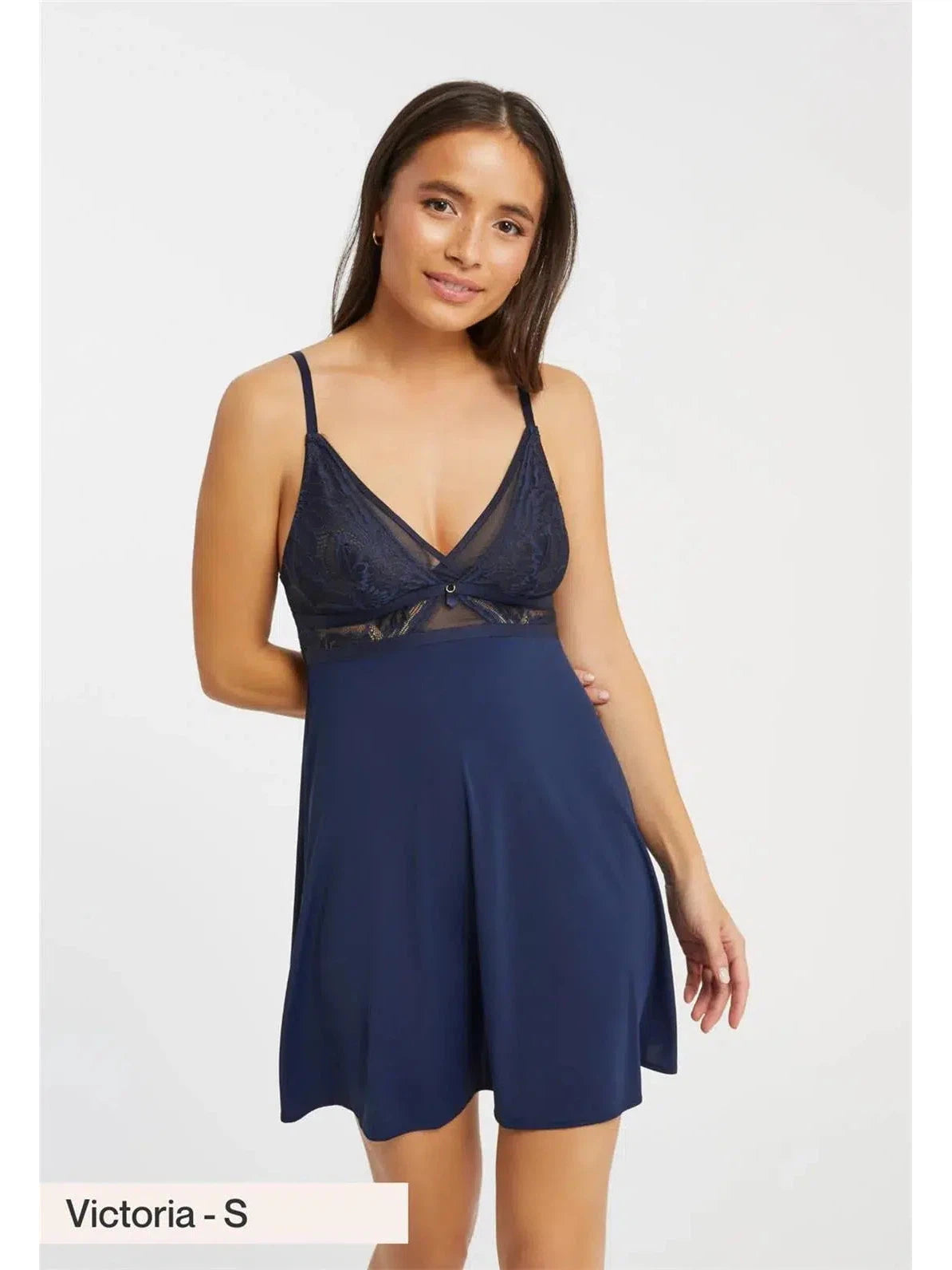 Montelle Intimates-Navy Botanical Flirty Chemise Set