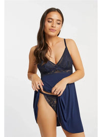 Montelle Intimates-Navy Botanical Flirty Chemise Set