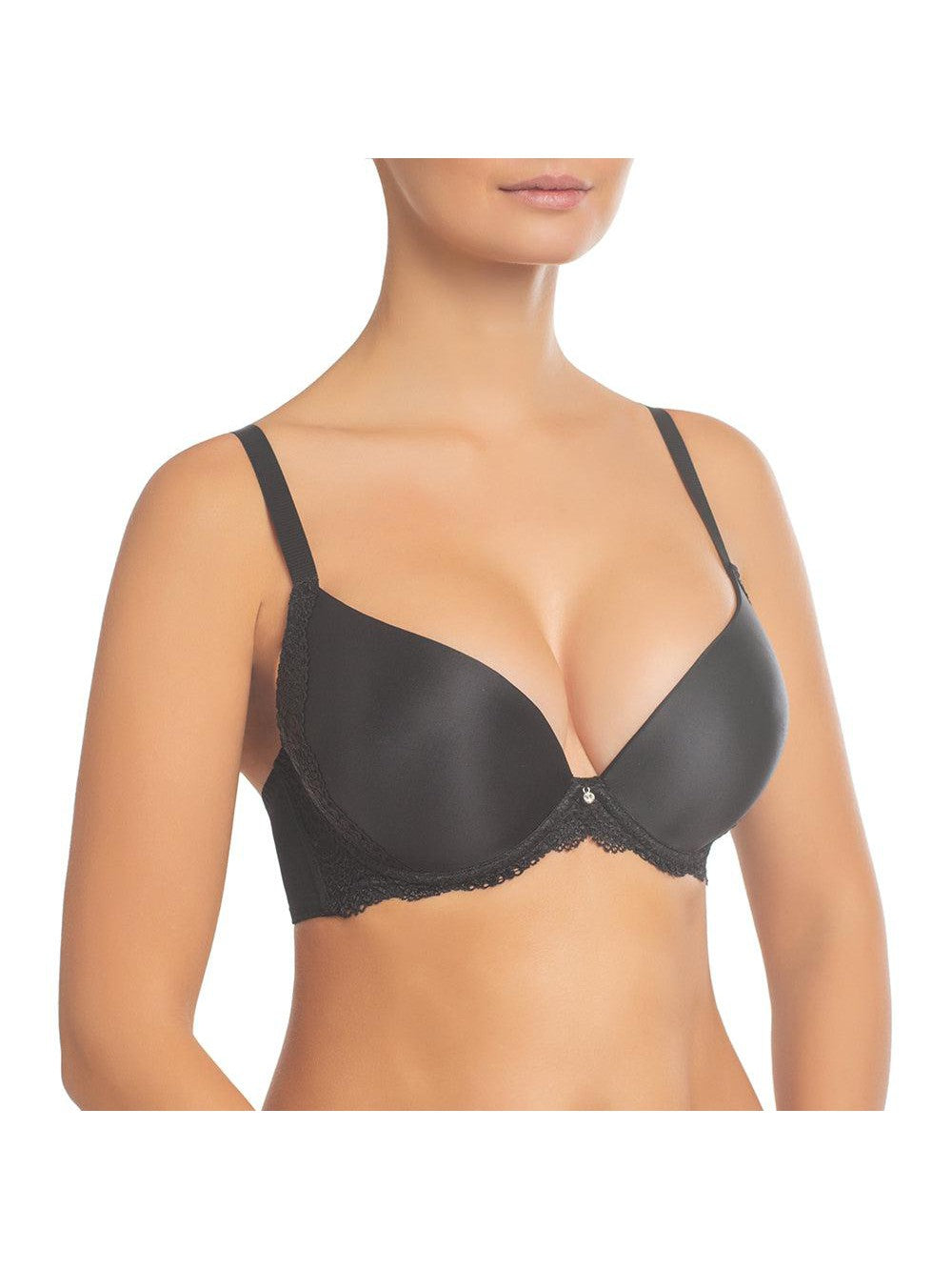 Nikol Djumon-Black Victoria Push Up Bra with Lace Sides