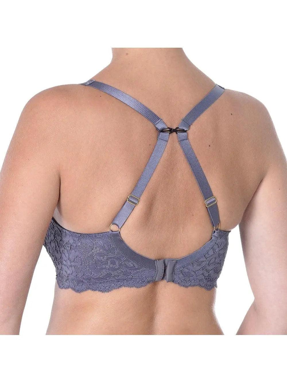 Back of Nikol Djumon Purple Ash Grey Cotton Ella Semi Soft Bra