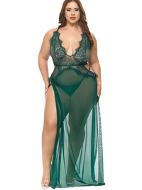 Oh La La Cheri Rain Forest Cami Sheer Lace Lingerie Gown