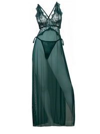 Oh La La Cheri Rain Forest Cami Sheer Lace Lingerie Gown