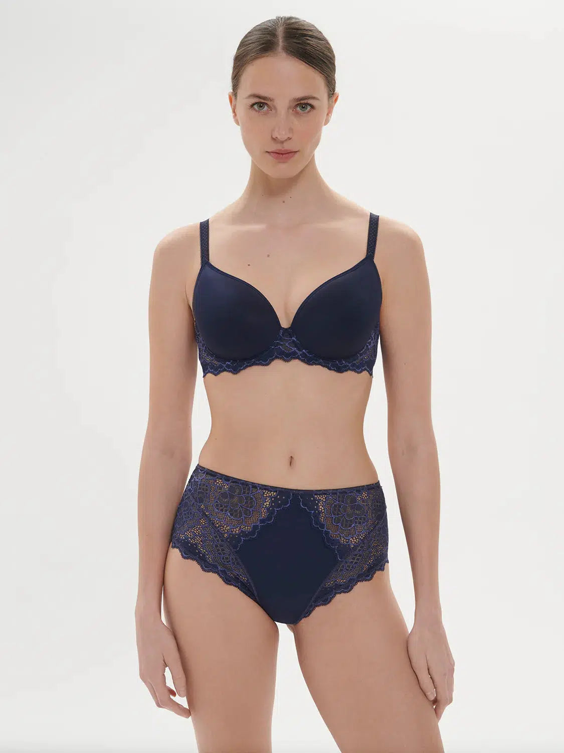 Simone Perele-Ink Blue Caresse 3D Plunge Bra