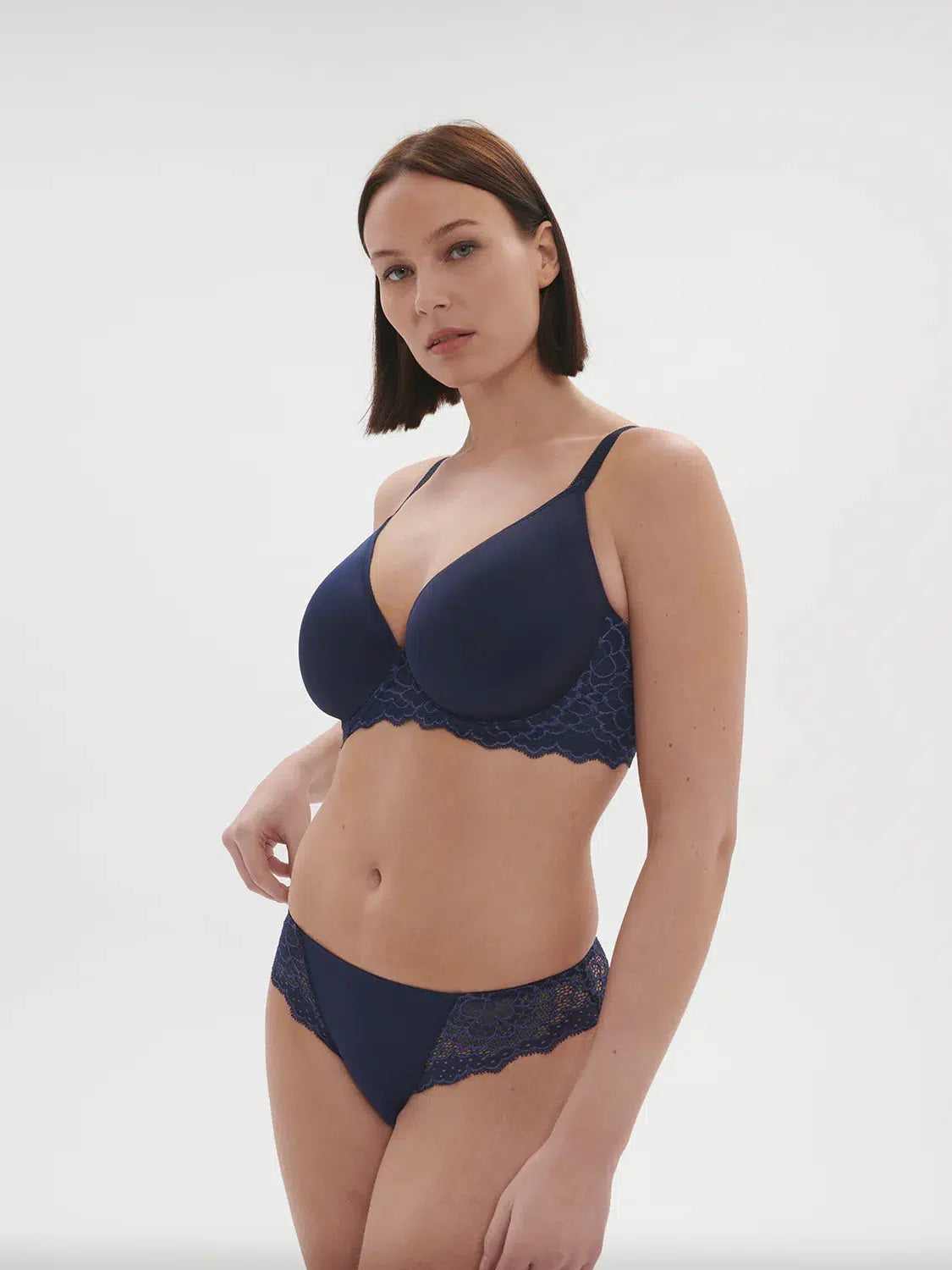 Simone Perele-Ink Blue Caresse 3D Plunge Bra