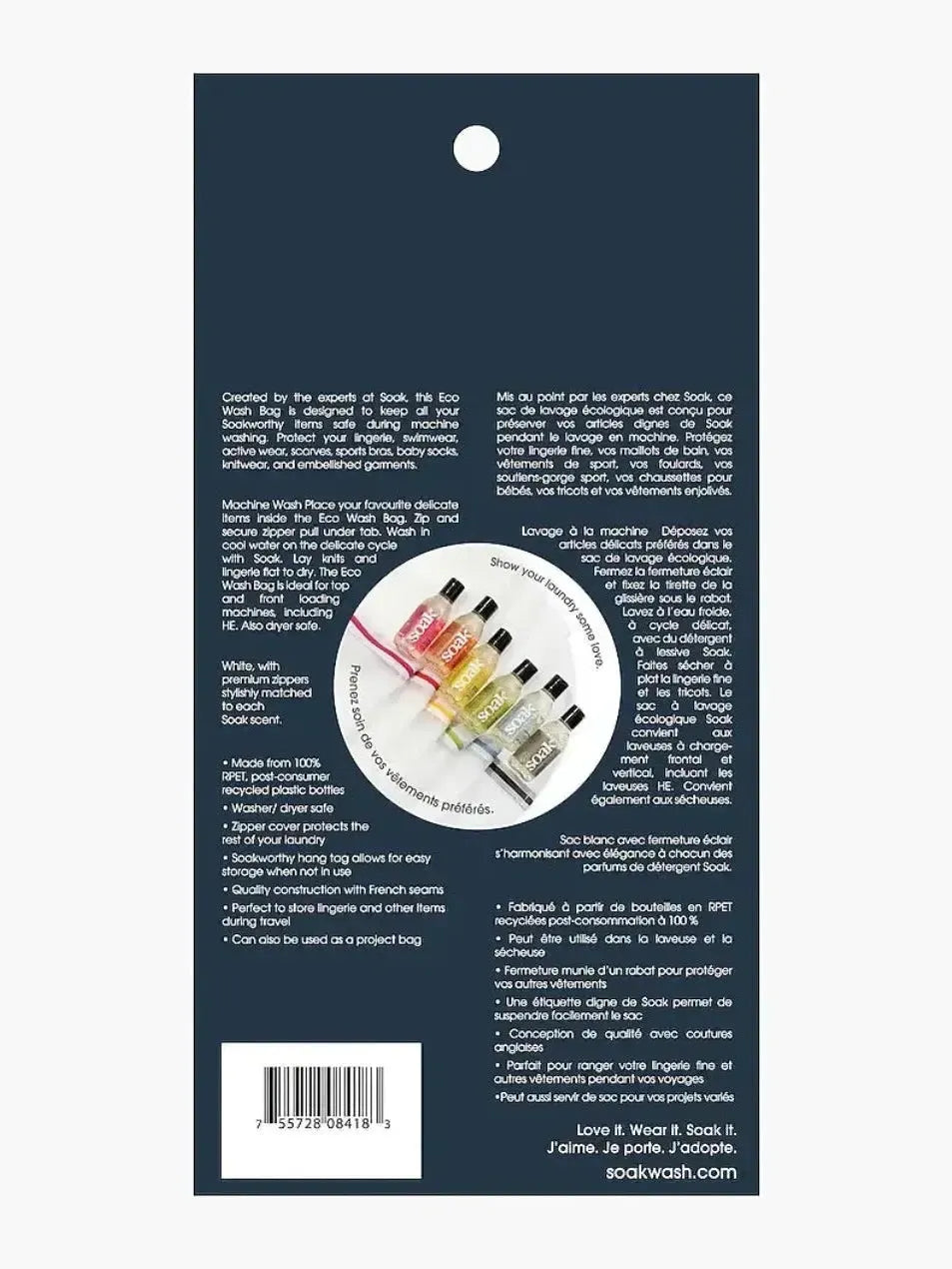 Soak Eco Wash Bag Generous Size Lingerie Wash Bag Back of The Pack - LaBella Intimates & Boutique