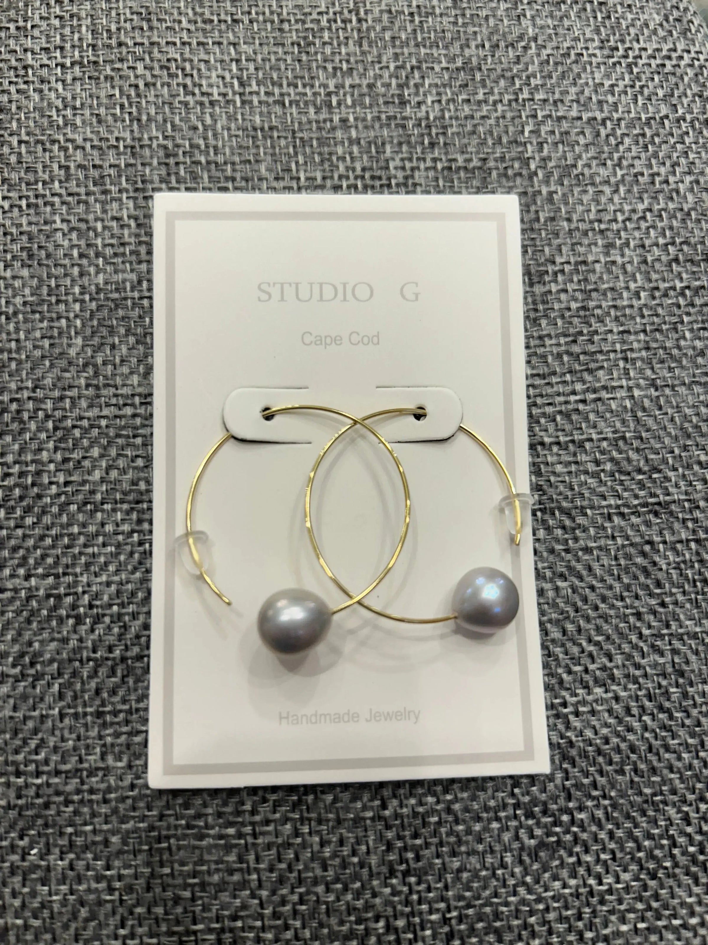 Studio G-Single Pearl C Hoop Earring