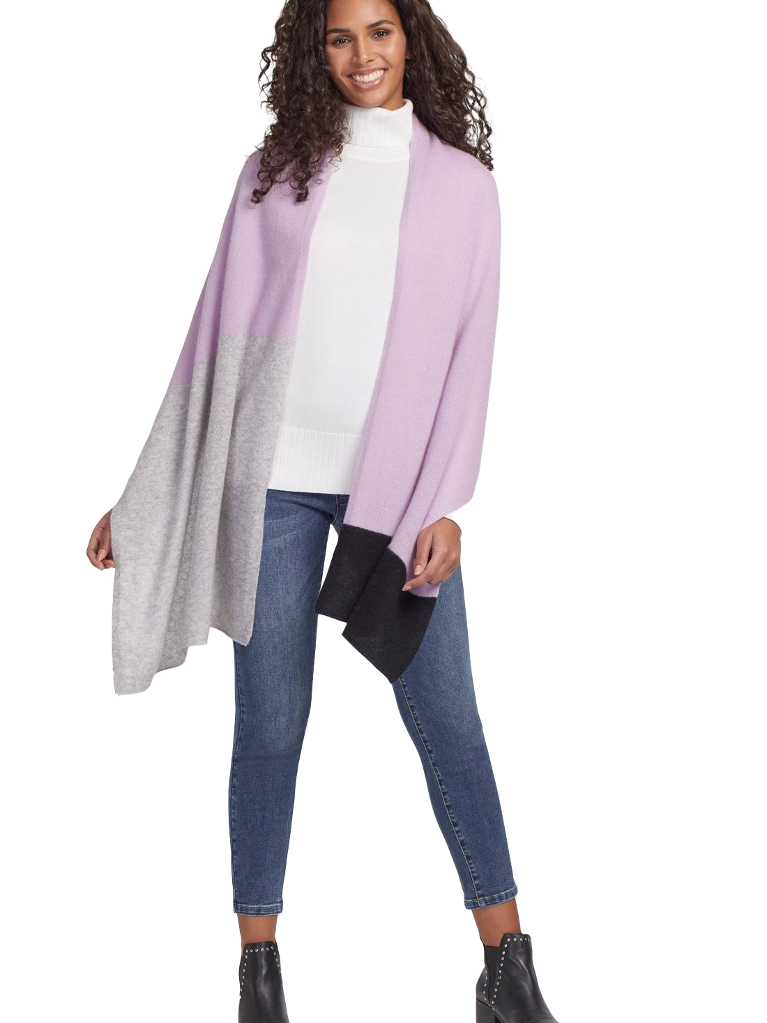 Petal 100% Pure Cashmere Color Block Scarf