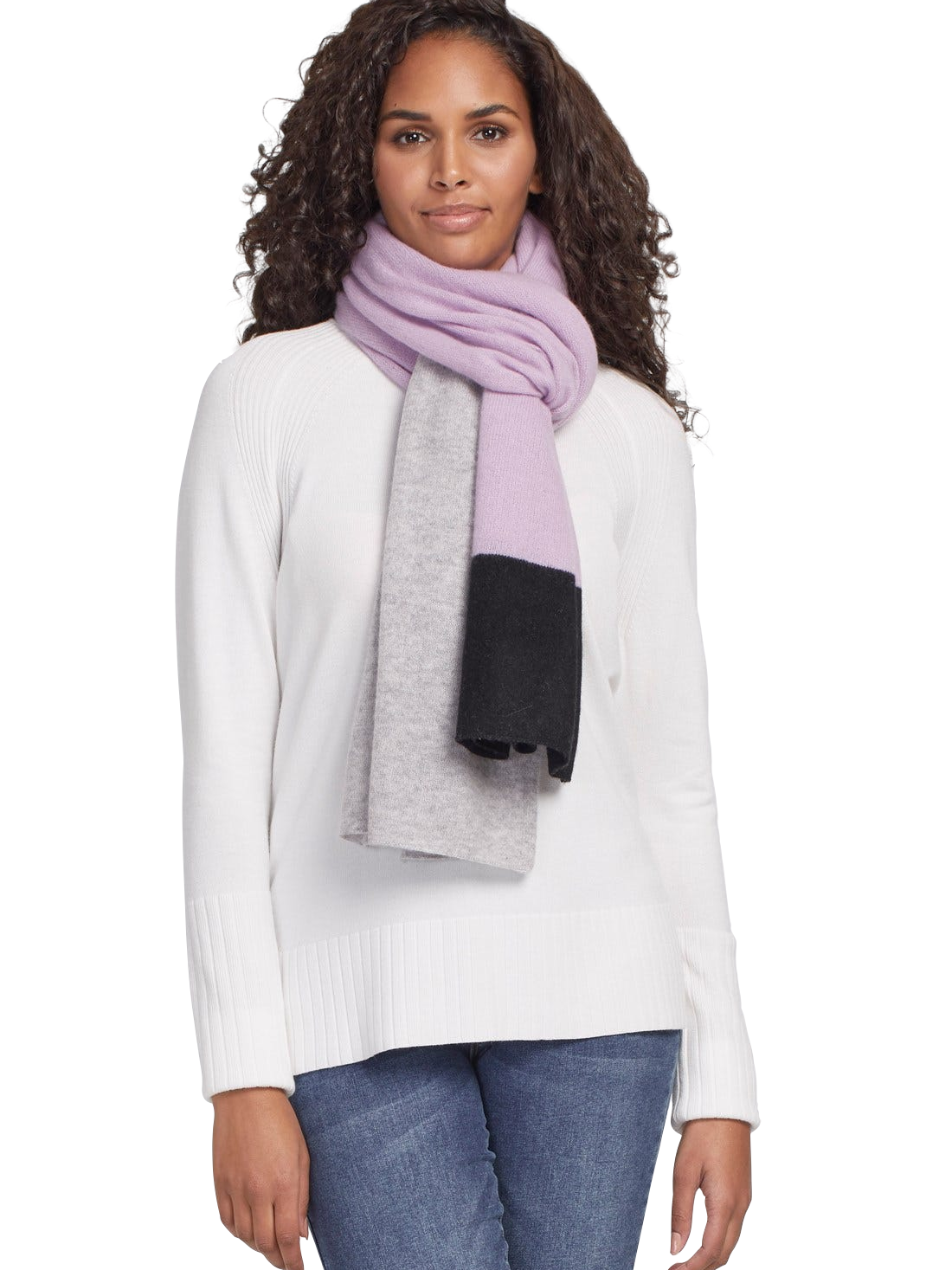 Petal 100% Pure Cashmere Color Block Scarf