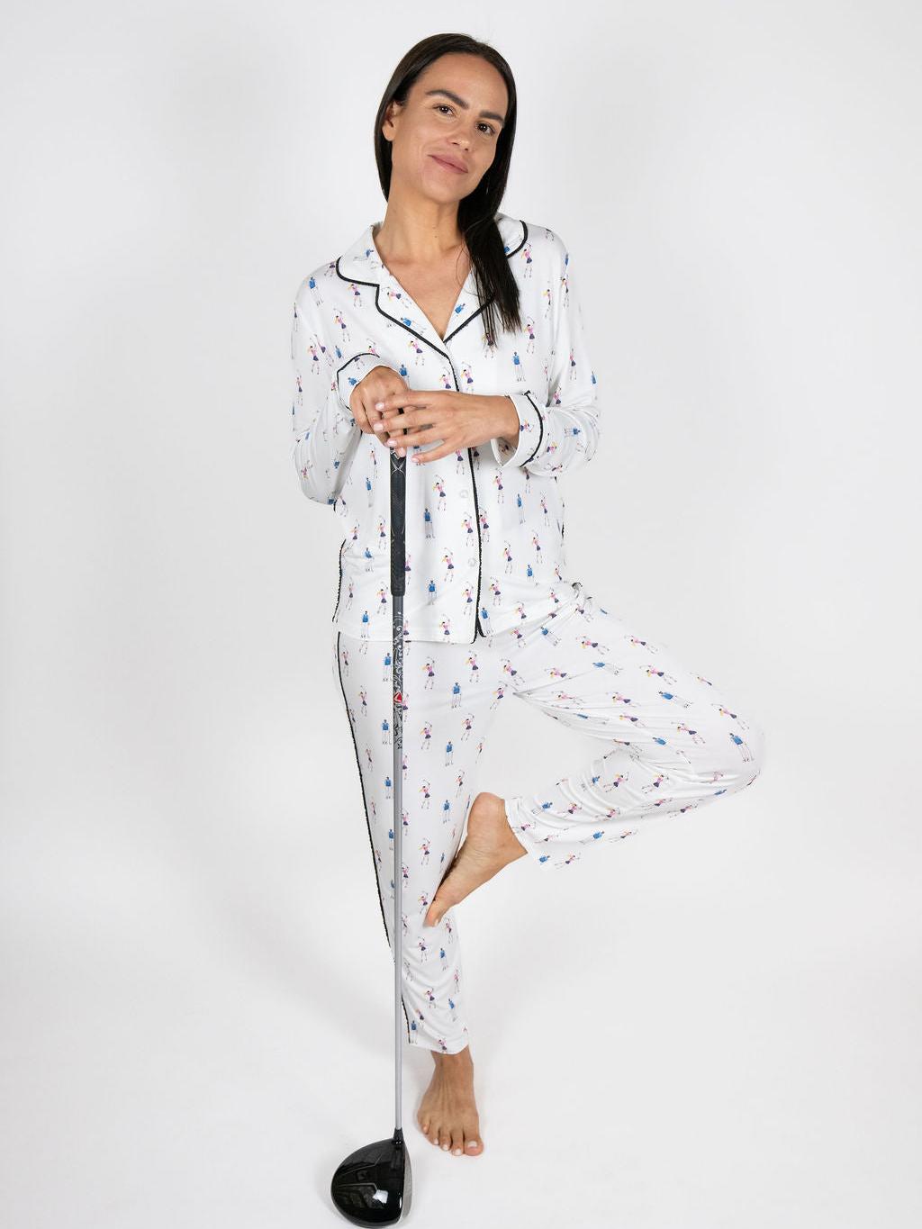Jolene Golfers Print Long Pajama Set