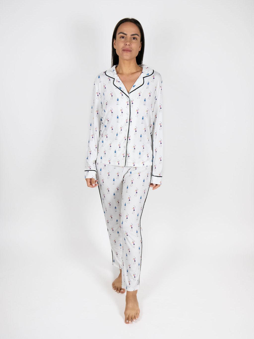 Jolene Golfers Print Long Pajama Set