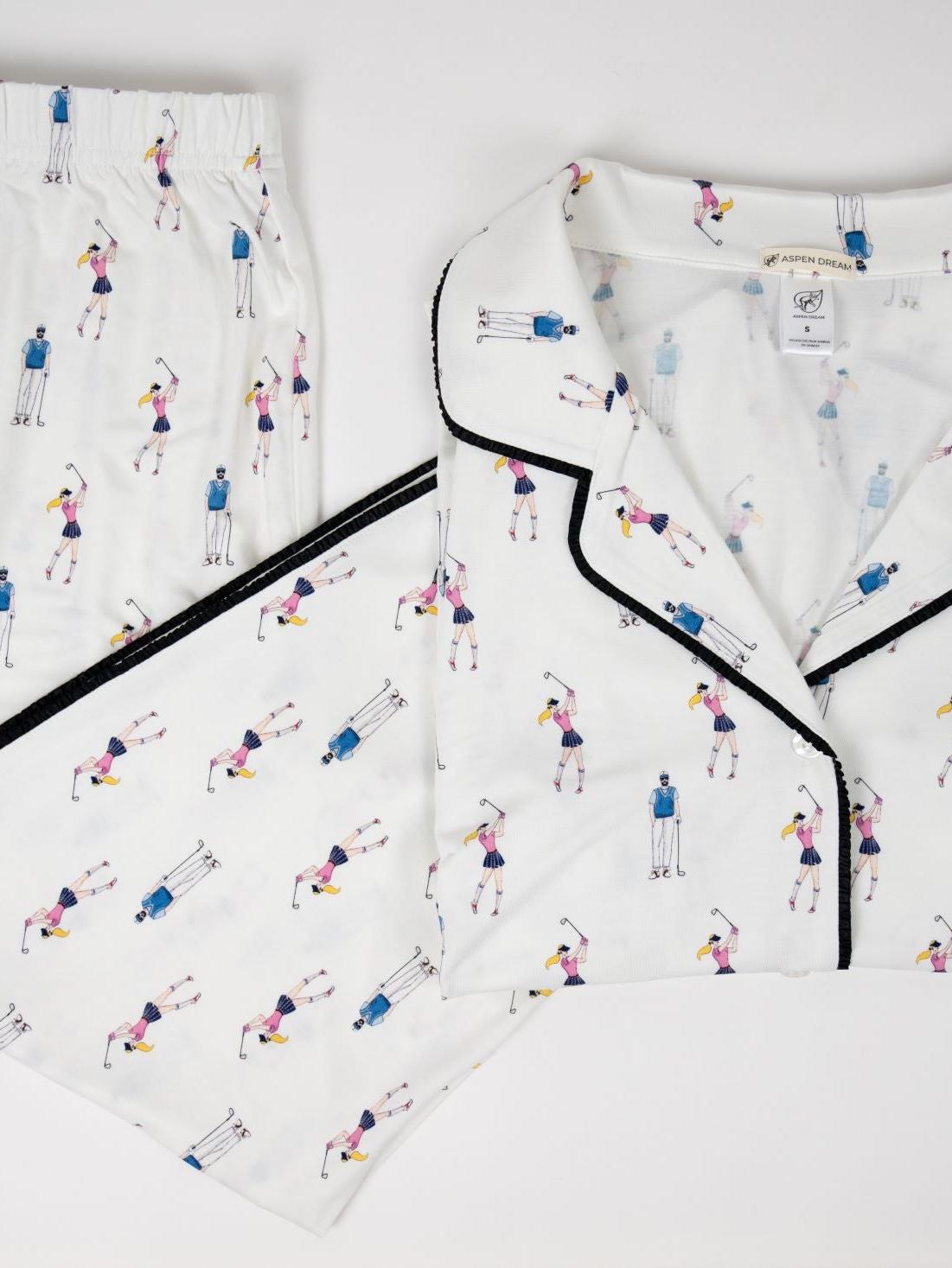 Jolene Golfers Print Long Pajama Set