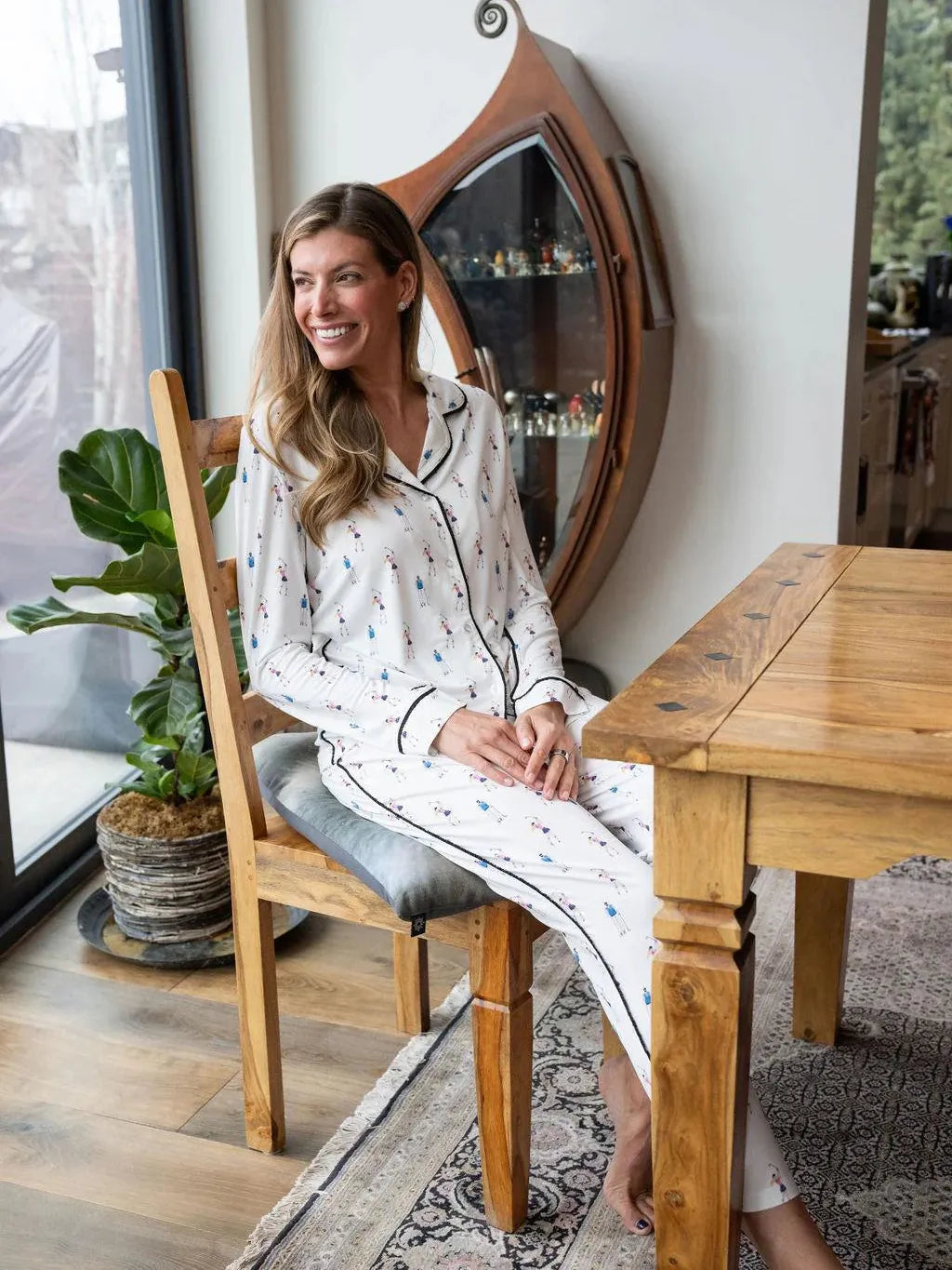 Jolene Golfers Print Long Pajama Set