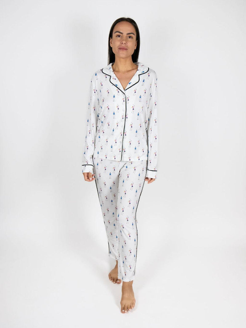 Jolene Golfers Print Long Pajama Set