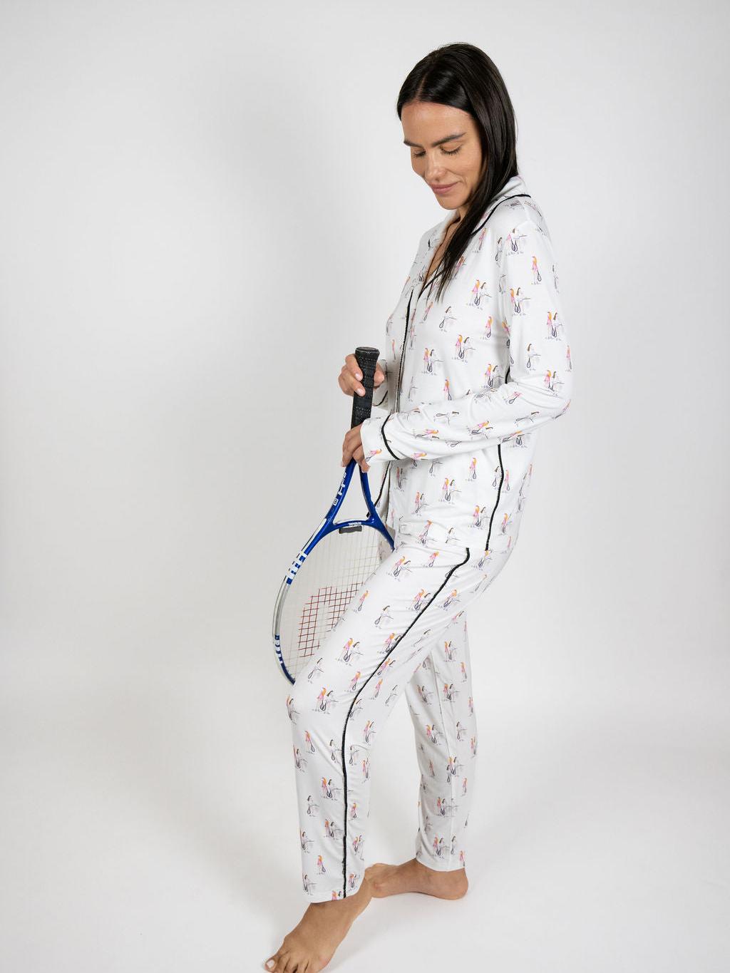 Jolene Tennis Print Long Pajama Set