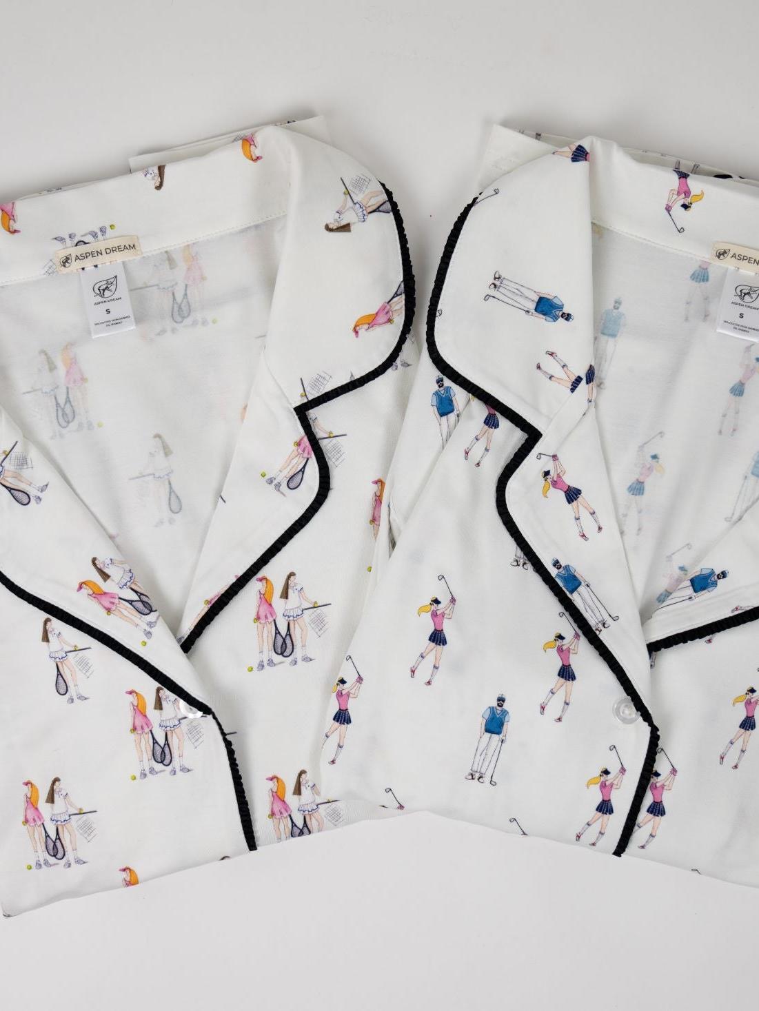 Jolene Tennis Print Long Pajama Set