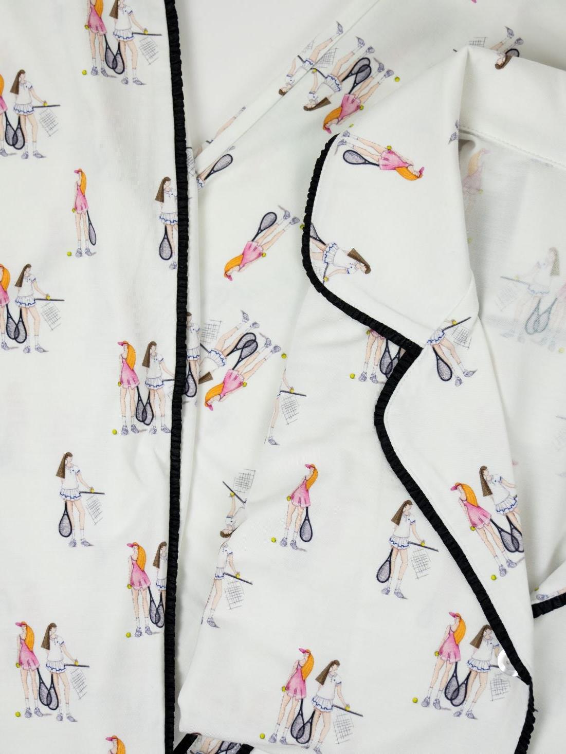 Jolene Tennis Print Long Pajama Set