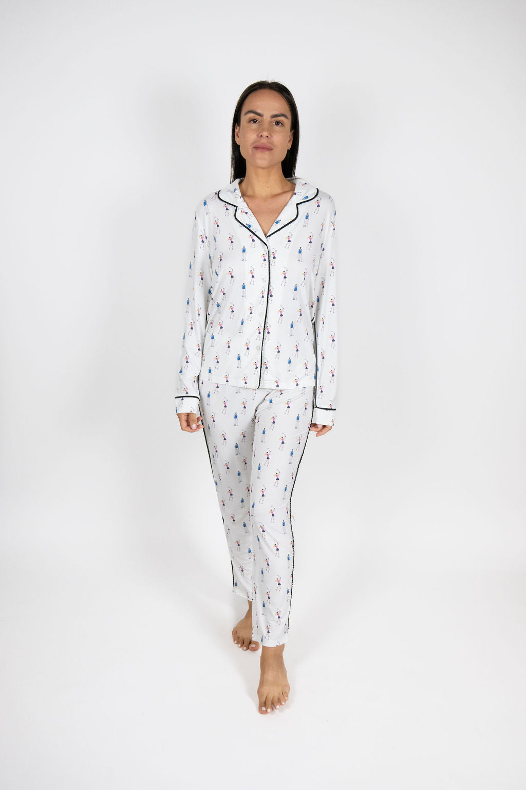 Aspen Dream-Jolene Golfers Print Long Pajama Set