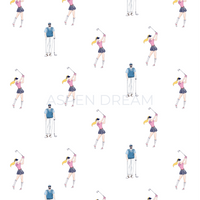 Aspen Dream-Jolene Golfers Print Long Pajama Set