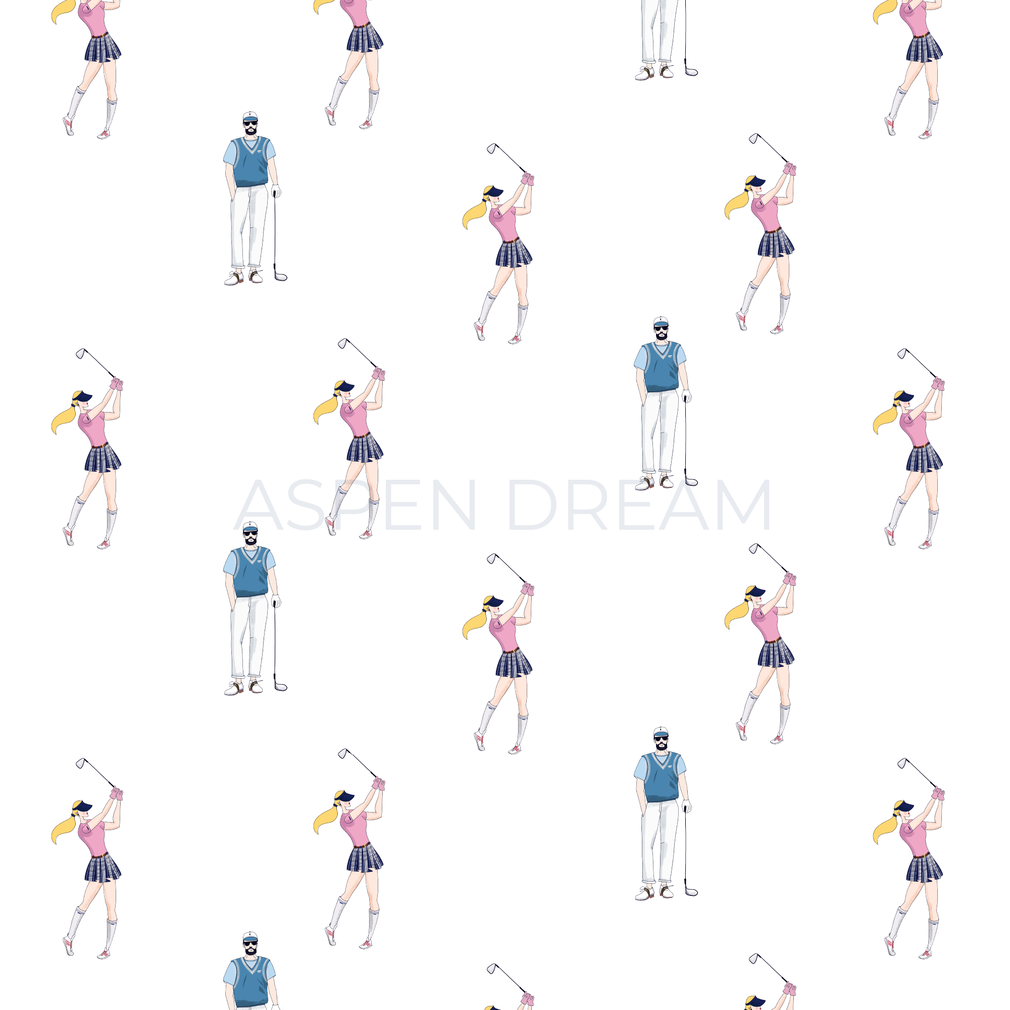 Aspen Dream-Jolene Golfers Print Long Pajama Set