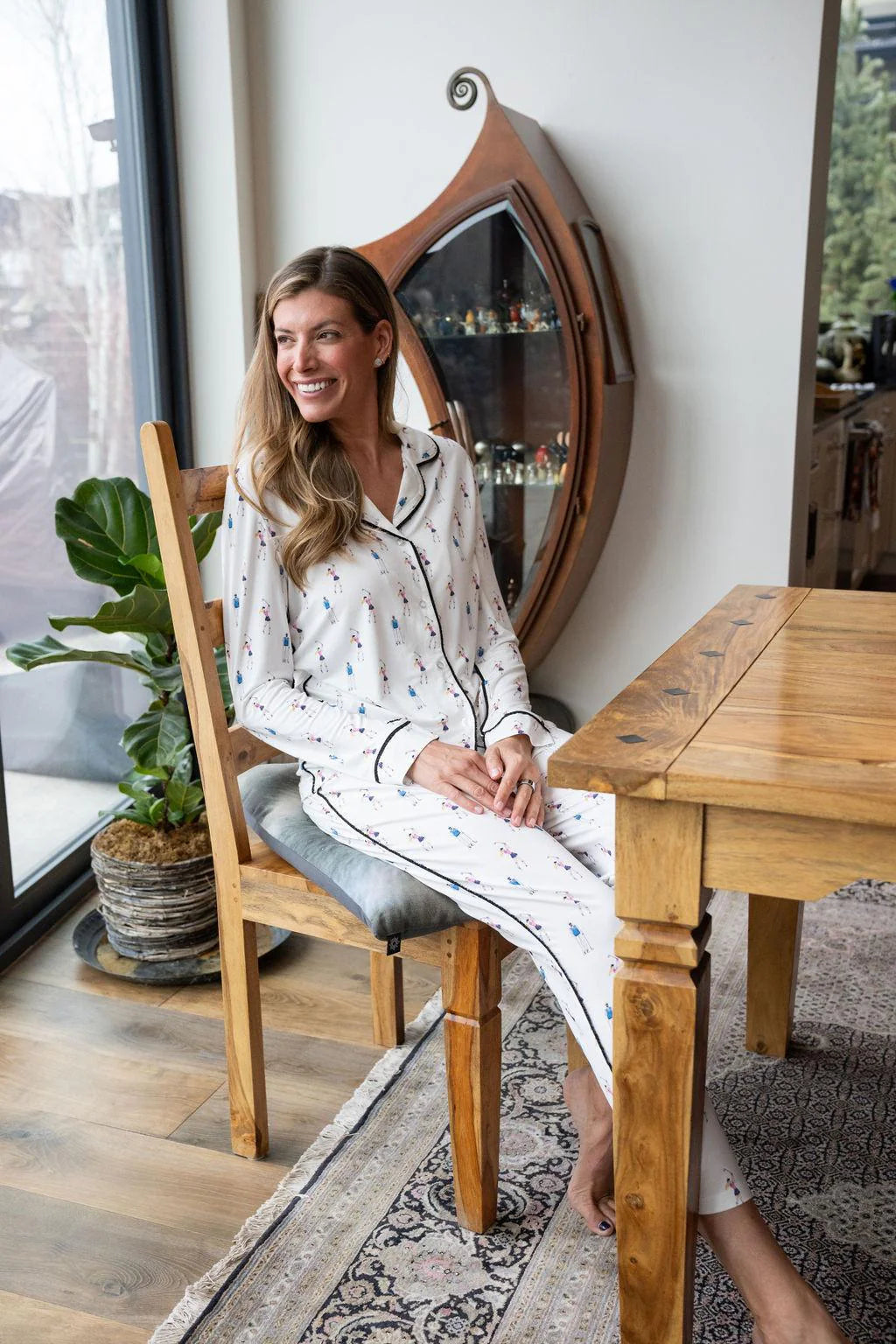 Aspen Dream-Jolene Golfers Print Long Pajama Set