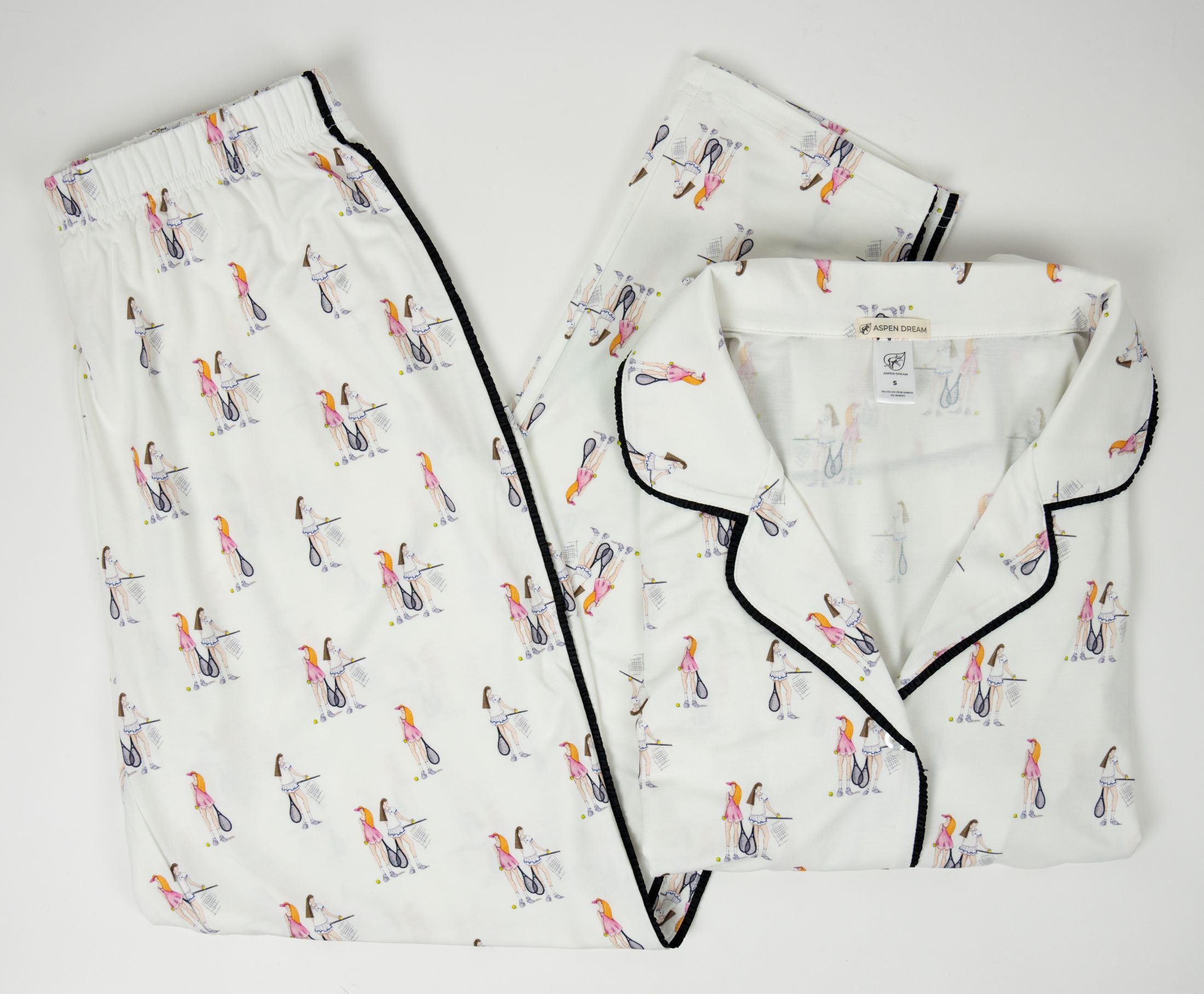 Aspen Dream-Jolene Tennis Print Long Pajama Set