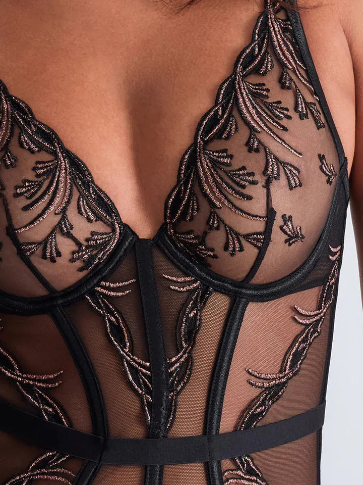 Black Stripes Cosmic Romance Underwire Corset