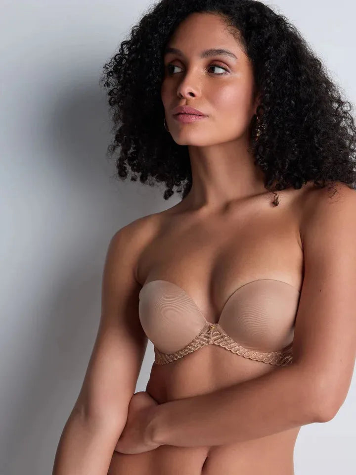 Sand Sheer Emotion Full Cup Moulded Bandeau Bra