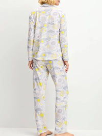 Calida-100% Cotton Harmony Blue Print Cotton Button Down Pajamas