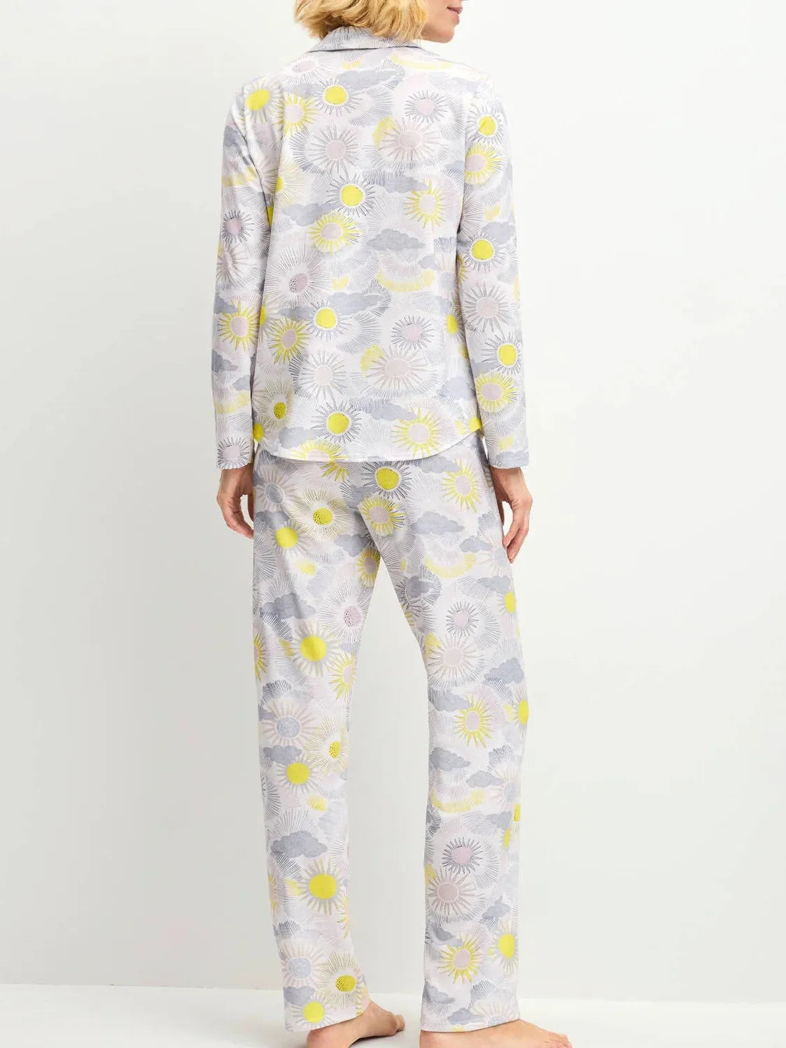 Calida-100% Cotton Harmony Blue Print Cotton Button Down Pajamas