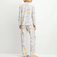 100% Cotton Harmony Blue Print Cotton Button Down Pajamas