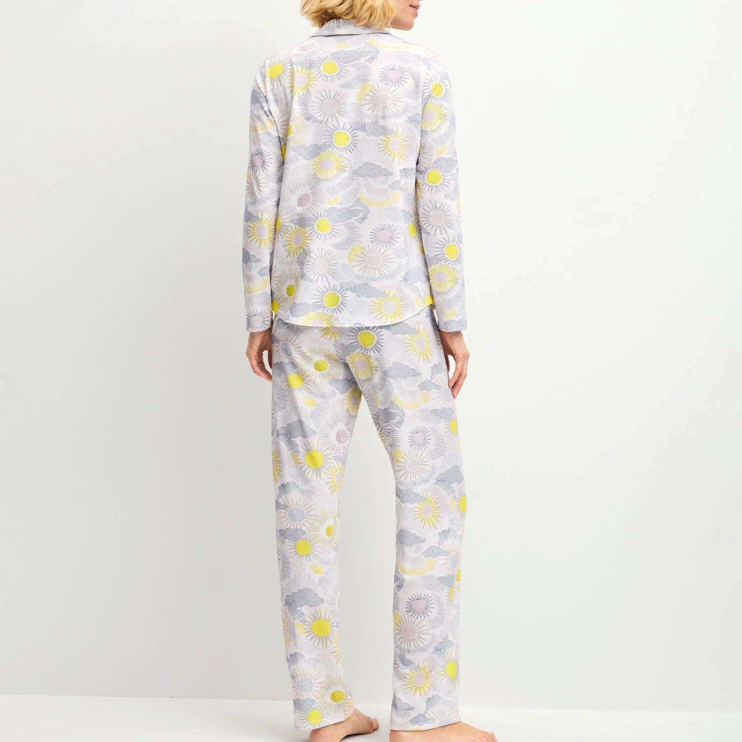 100% Cotton Harmony Blue Print Cotton Button Down Pajamas