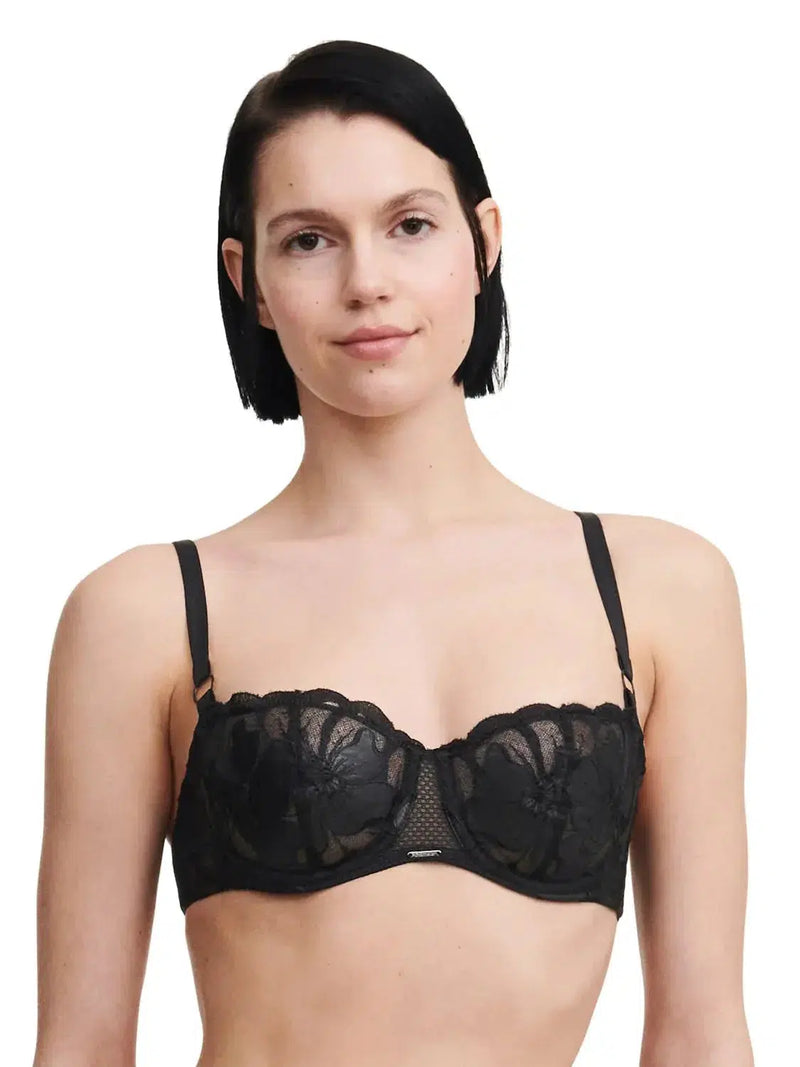 Chantelle Fleurs Signature Black Leather Demi Bra