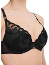 Chantelle Fleurs Signature Black Leather Plunge Bra