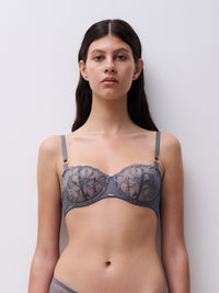 Chantelle-Grey Fancy Fleurs Demi Lace Bra